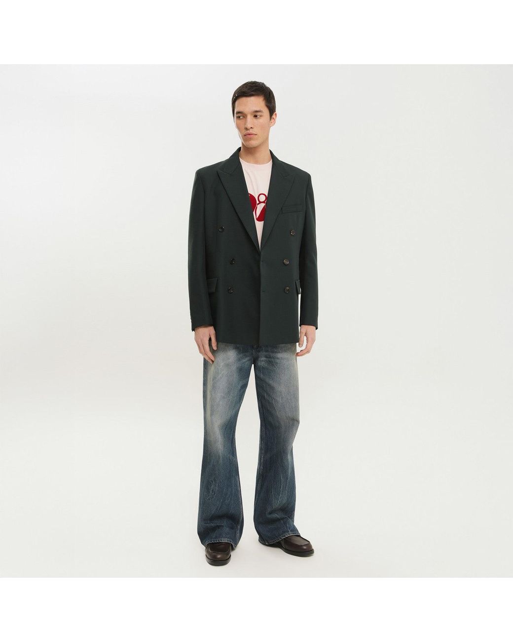 1989 STUDIO Black Dark Double Breasted Blazer for men
