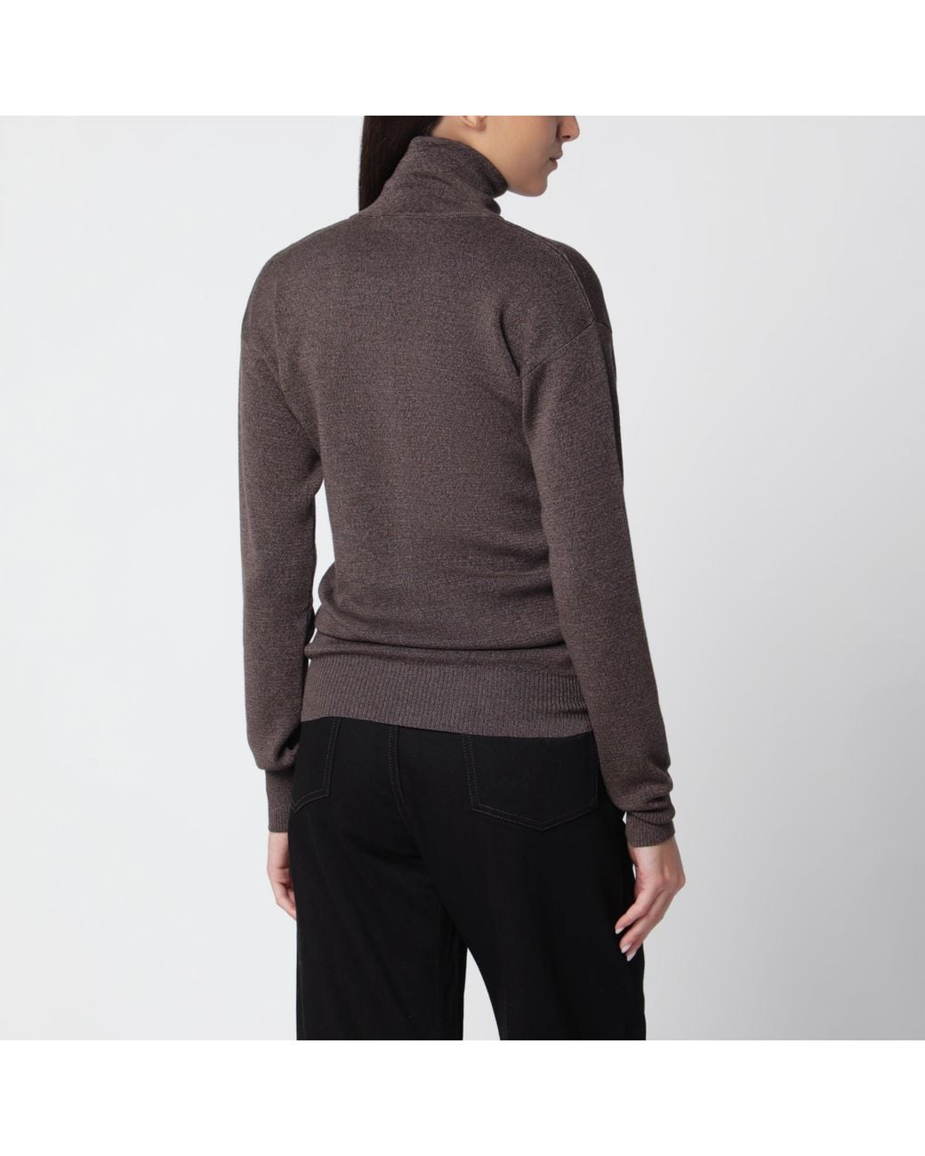 Lemaire Gray Wool Ecorce-Colored Button-Up Top