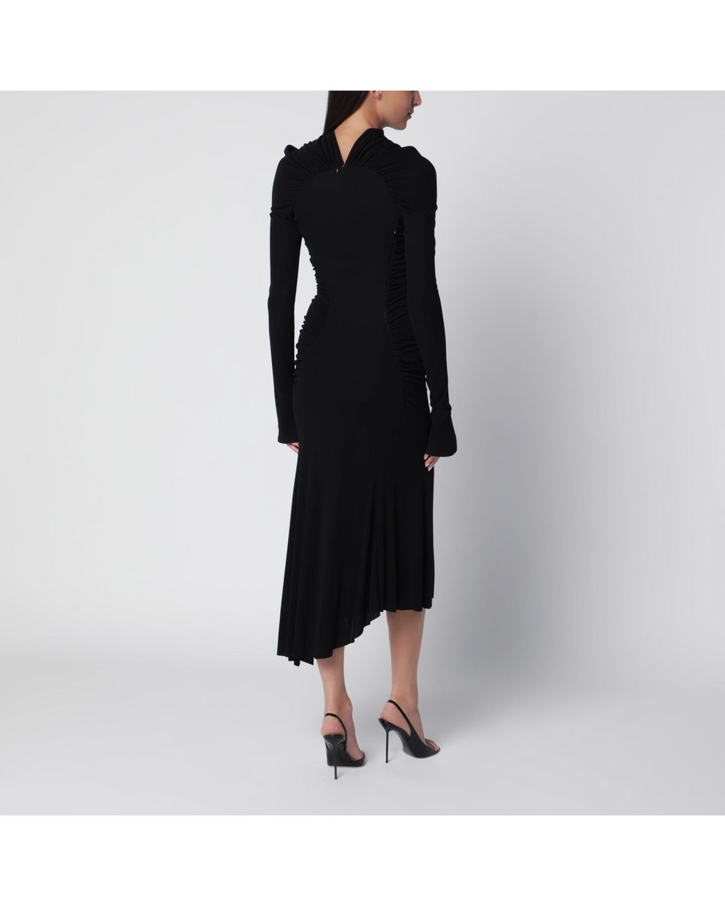 Victoria Beckham Black Midi High-Neck Dress