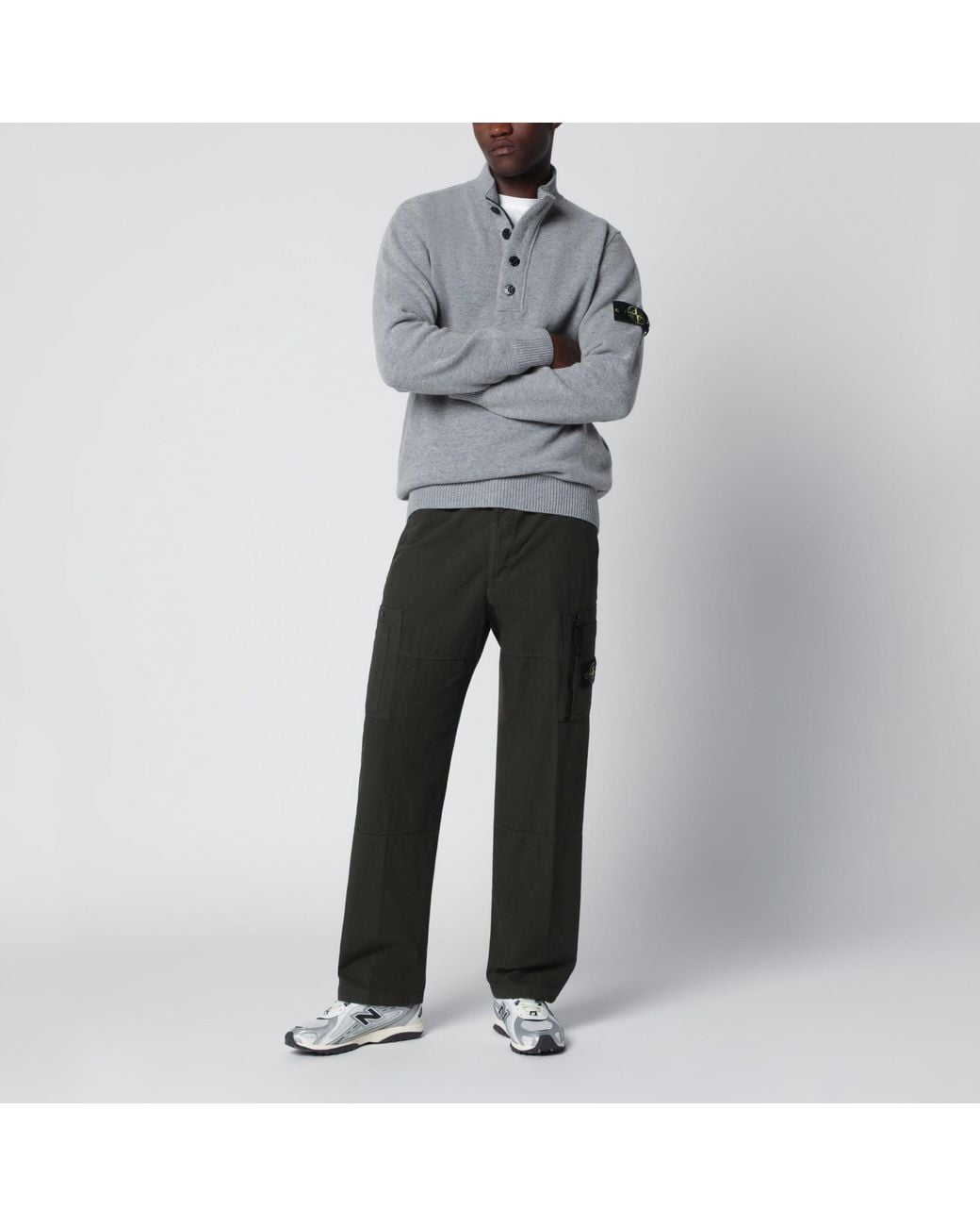 Stone Island Black Loose Cargo Trousers for men