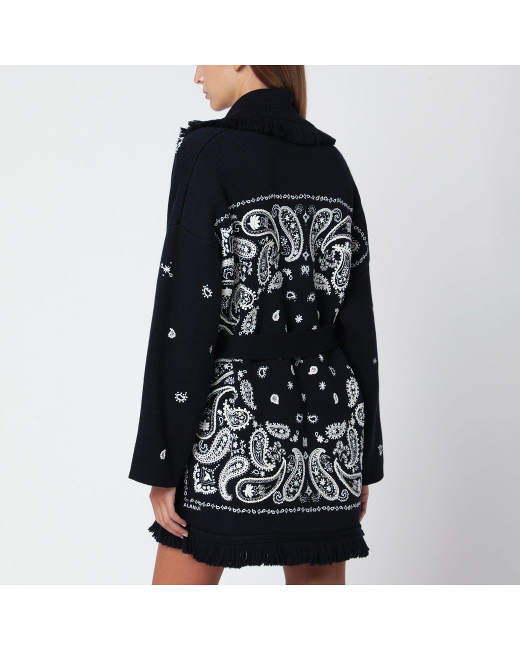 Alanui Black Echoes Of The Bandana Wool Cardigan