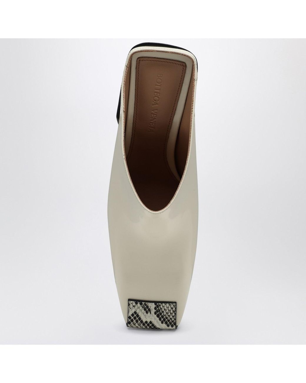 Bottega Veneta White Mule Ventura Mit Python-Effekt Leder Spitze
