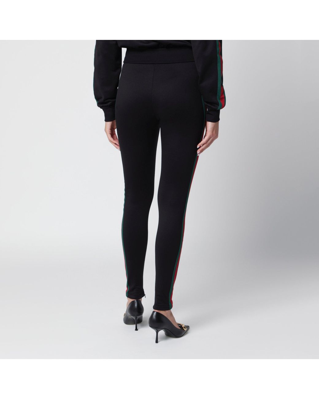 Gucci Black Leggings With Web Stripe