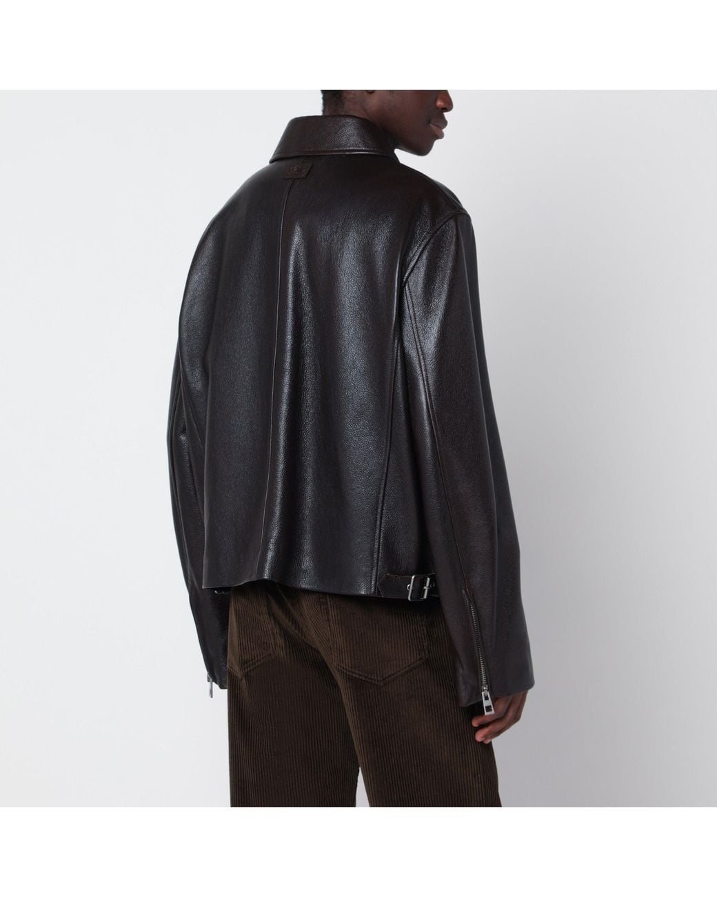 Loewe Black Dark Deerskin Zip-Up Jacket for men