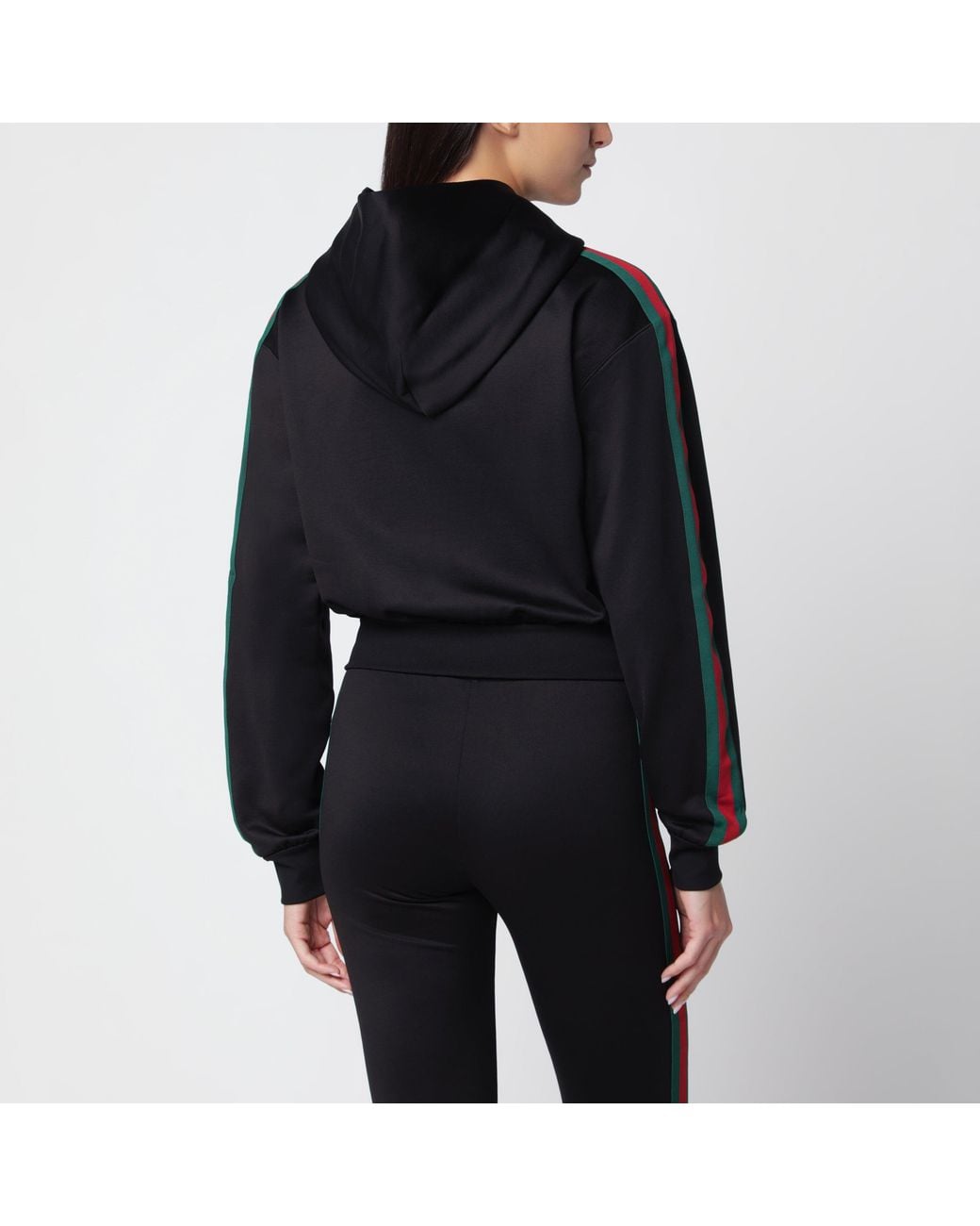 Gucci Black Cropped Zip-Up Sweatshirt
