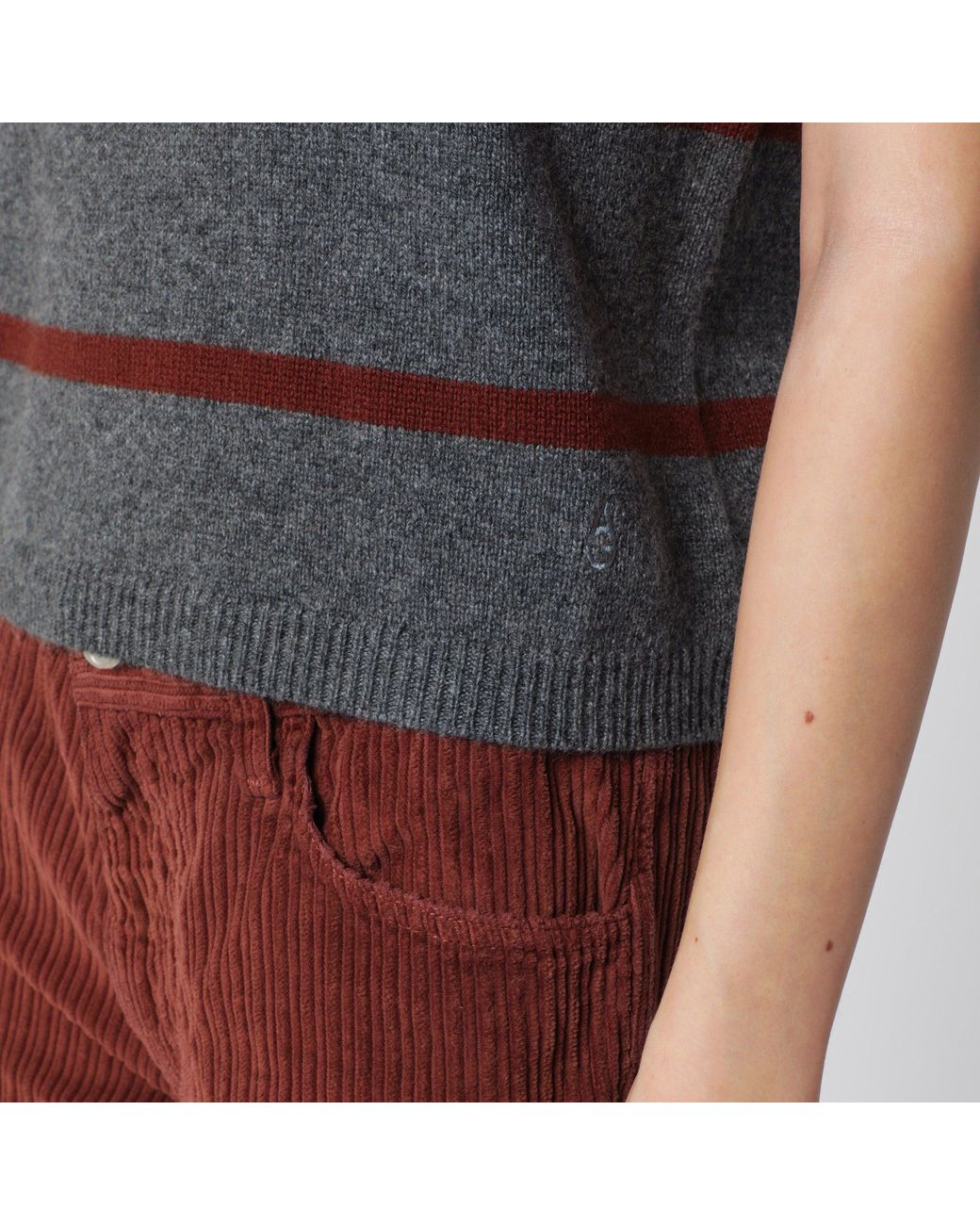 Alexandra Golovanoff Gray Mini Andre Stripes 21 Cashmere T-Shirt