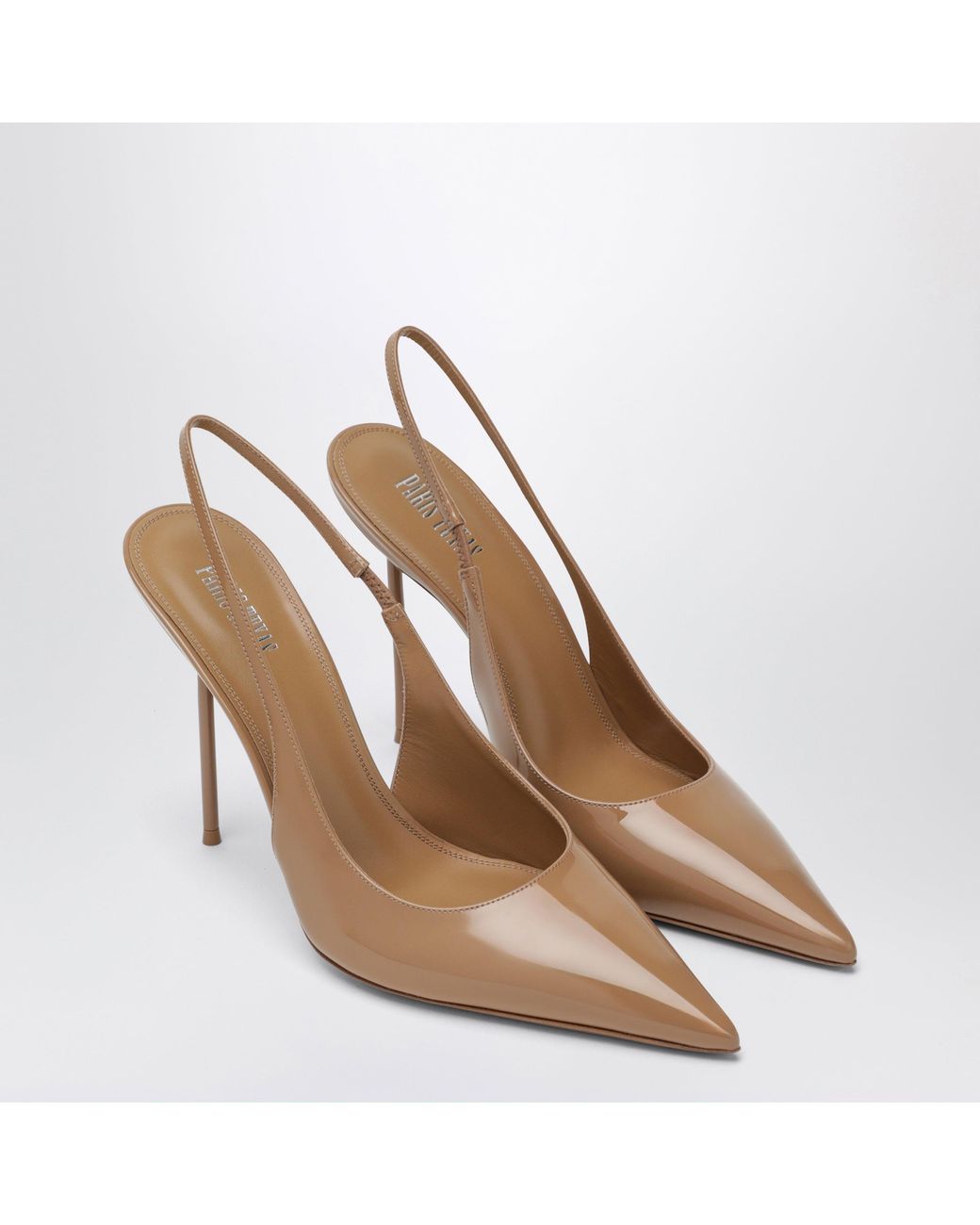 Paris Texas Natural Patent Leather Lidia Slingback Pumps