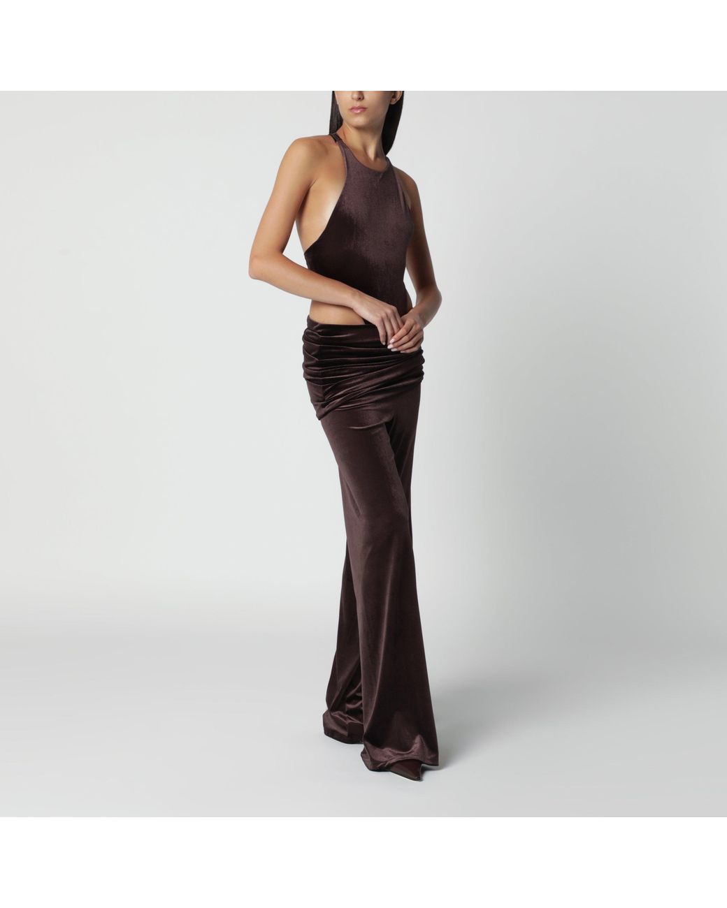 ANDAMANE Black Velvet-Effect Bodysuit