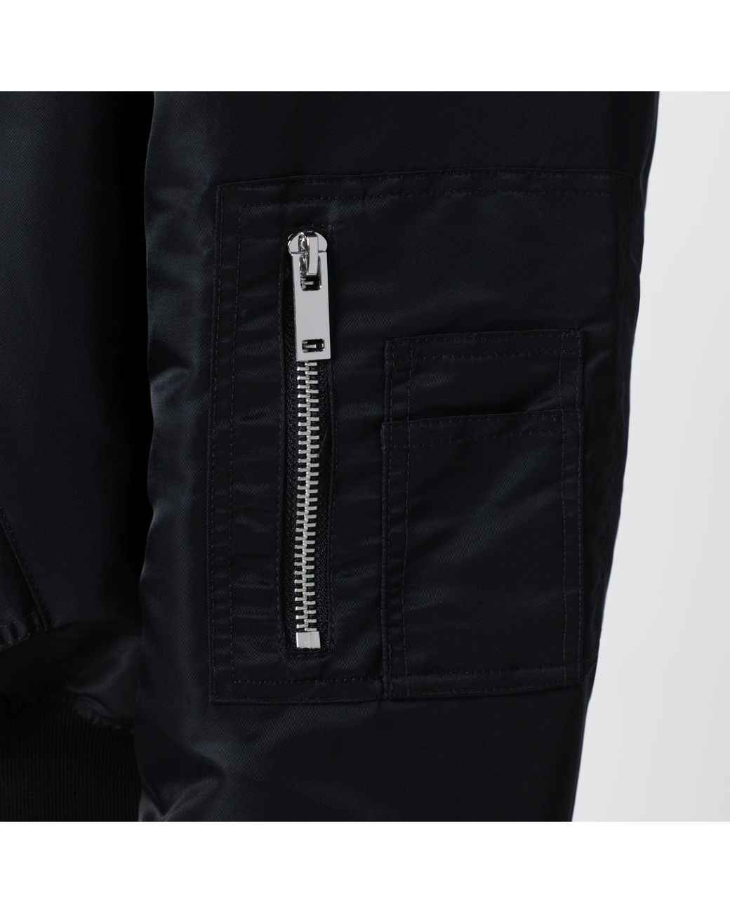 Frankie Shop Black Short Storm Technical Fabric Bomber Jacket