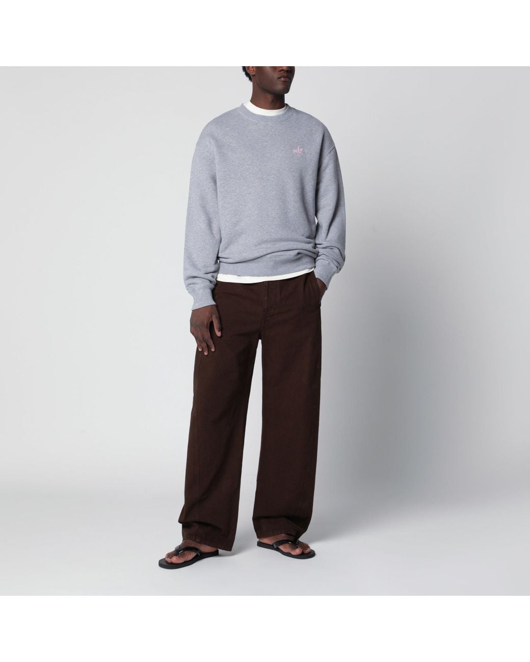 J.W. Anderson Gray Cotton Sweatshirt With Embroidered Logo for men