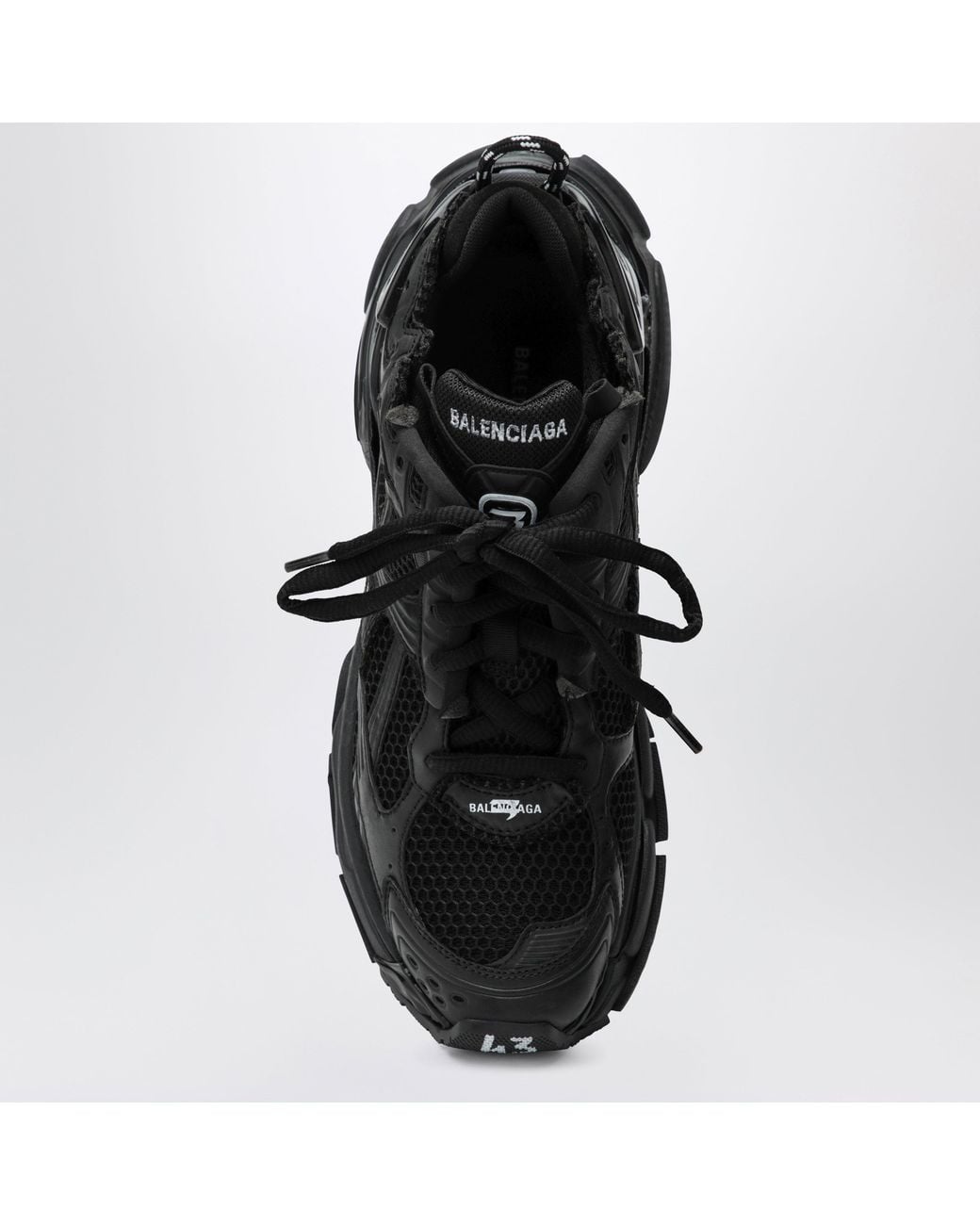 Balenciaga Black Mesh & Nylon Runner Sneakers With Almond Toe for men