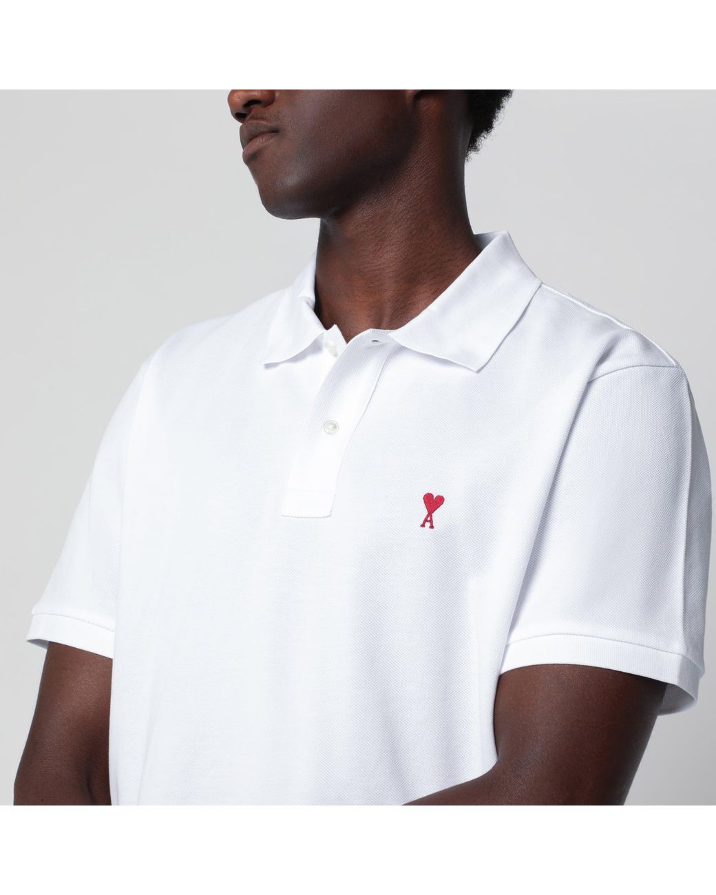 AMI White Ami De Coeur Polo Shirt for men