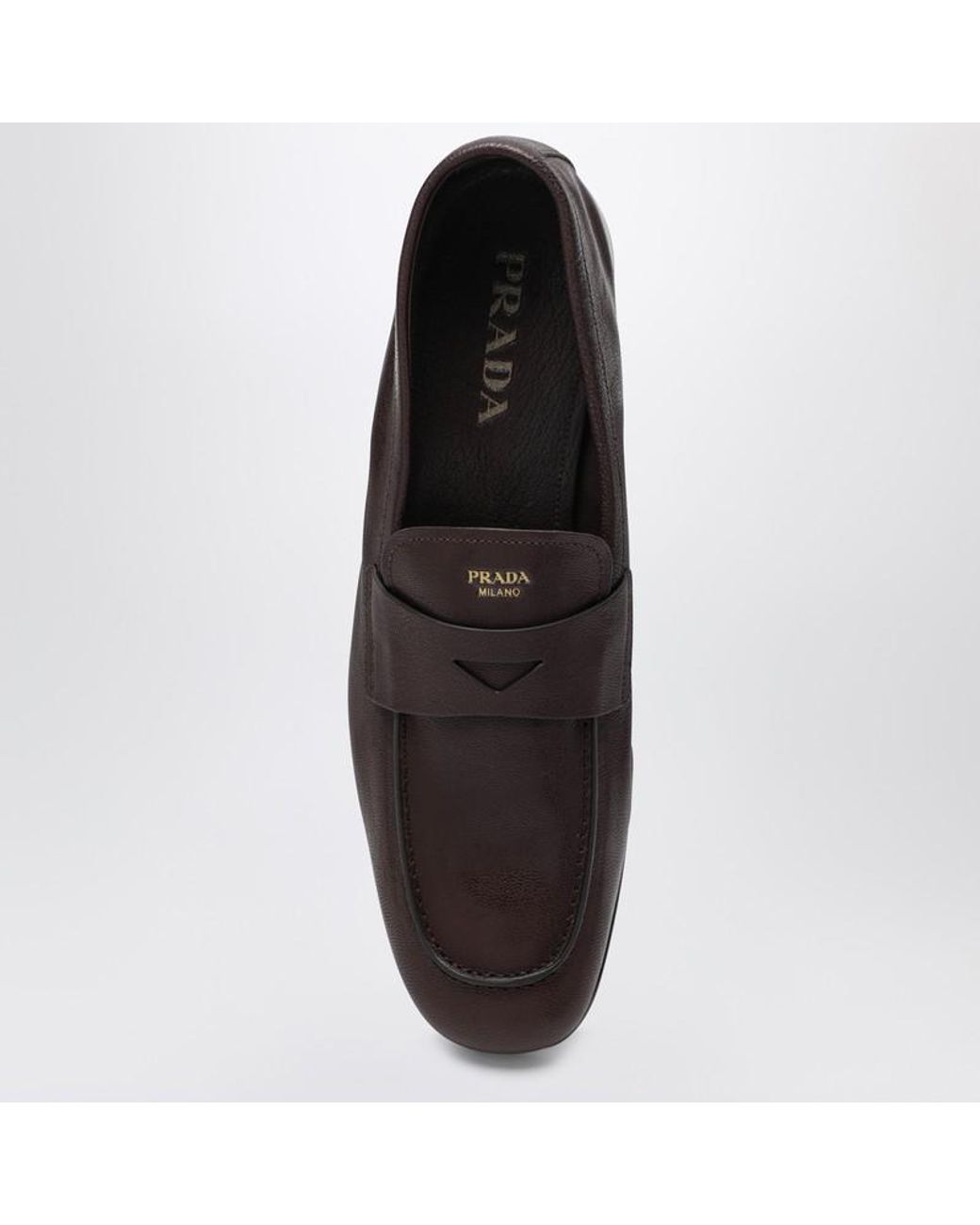 Mocassins En Cuir Brun Foncé Prada pour homme en coloris Black