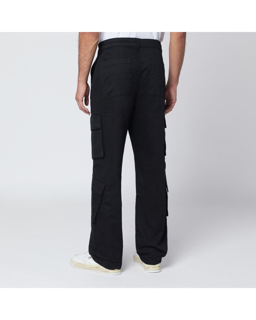 Represent Black Cotton Cargo Trousers for men
