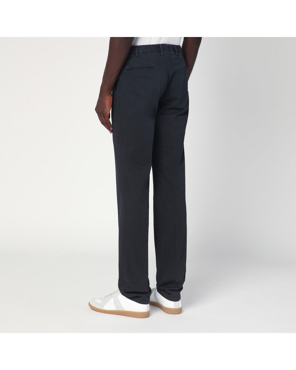 Santaniello Blue Black Trousers In Cotton for men
