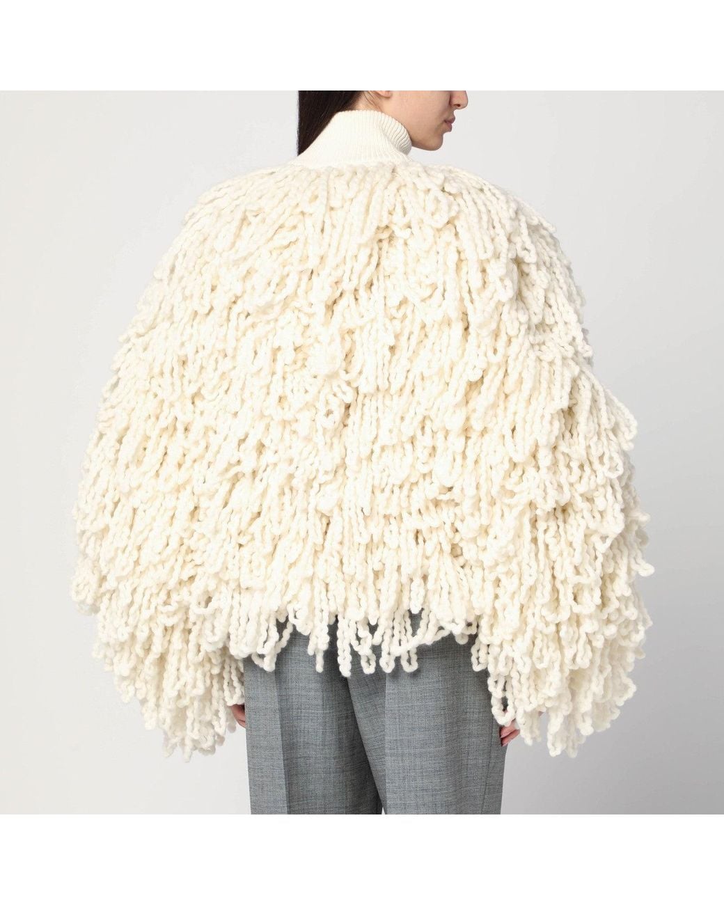 Stella McCartney Natural Wool Bomber Jacket With Fringes