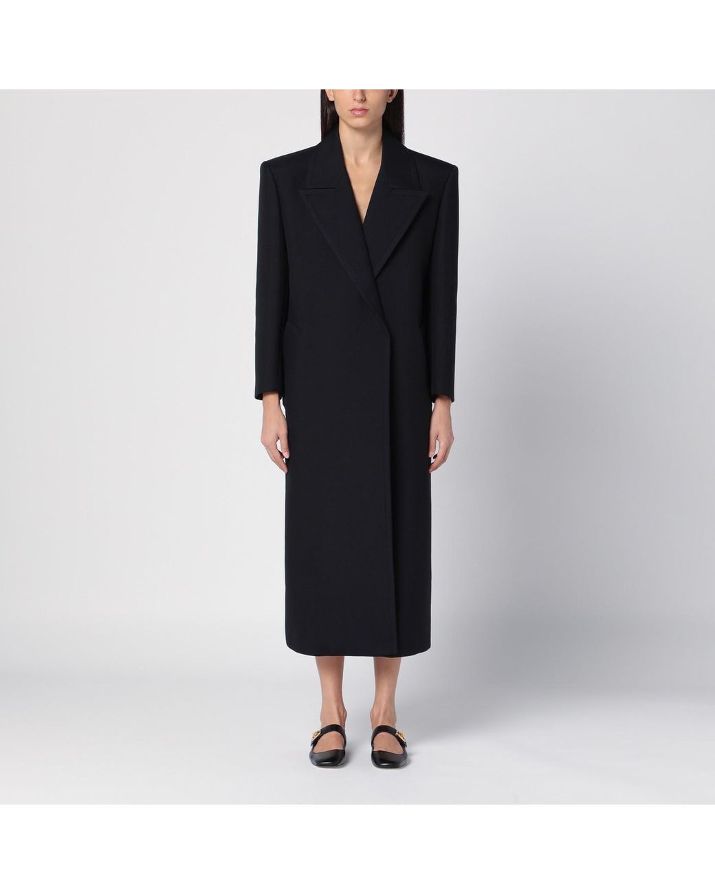 valentino garavani ウールモヘアコート　ブラック　レディース Valentino Wool Coat in Black | Lyst UK