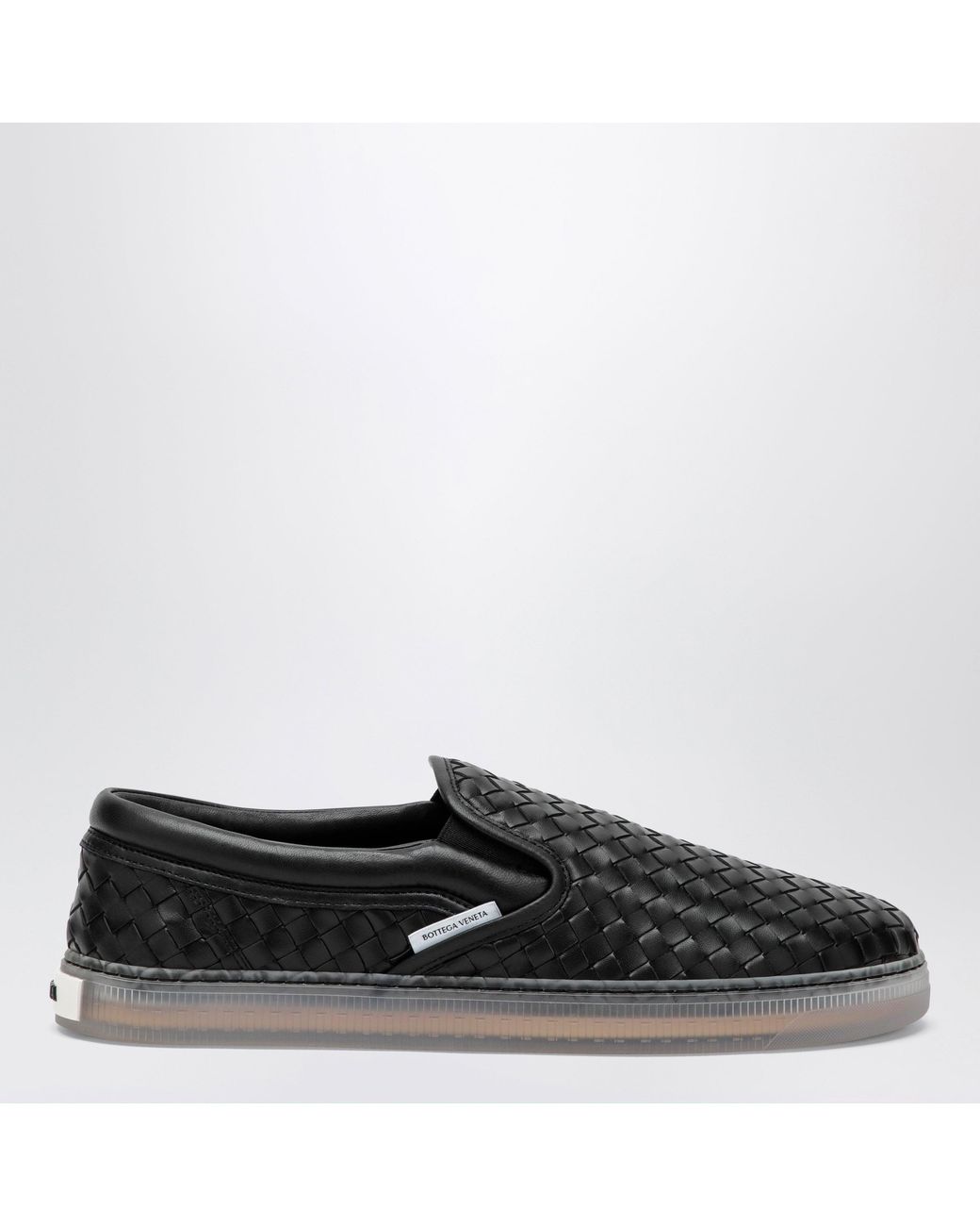 Bottega Veneta Black Serena Slip-On Woven Leather Sneakers for men