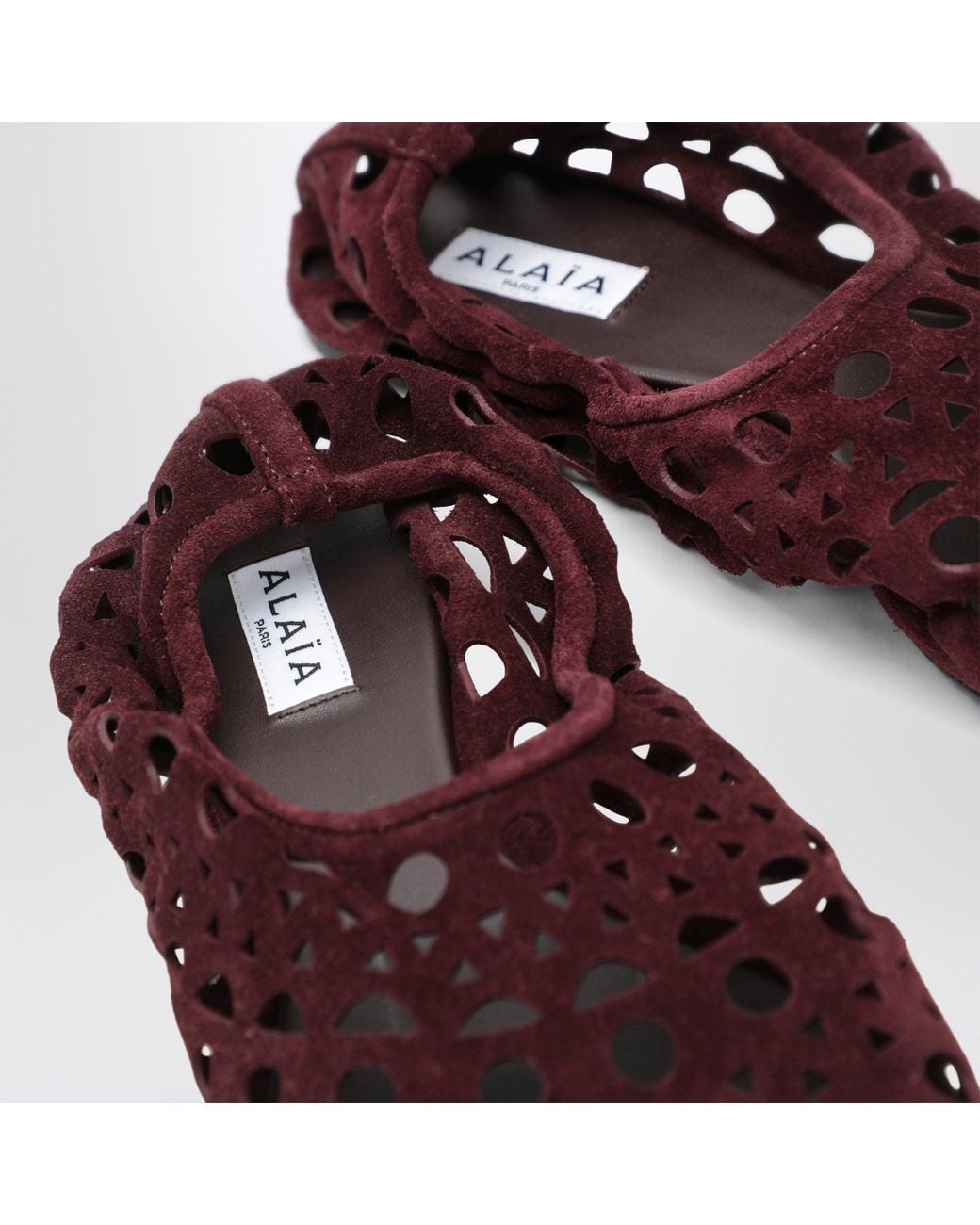 Alaïa Red Cherry Suede Vienne Perforated Slippers