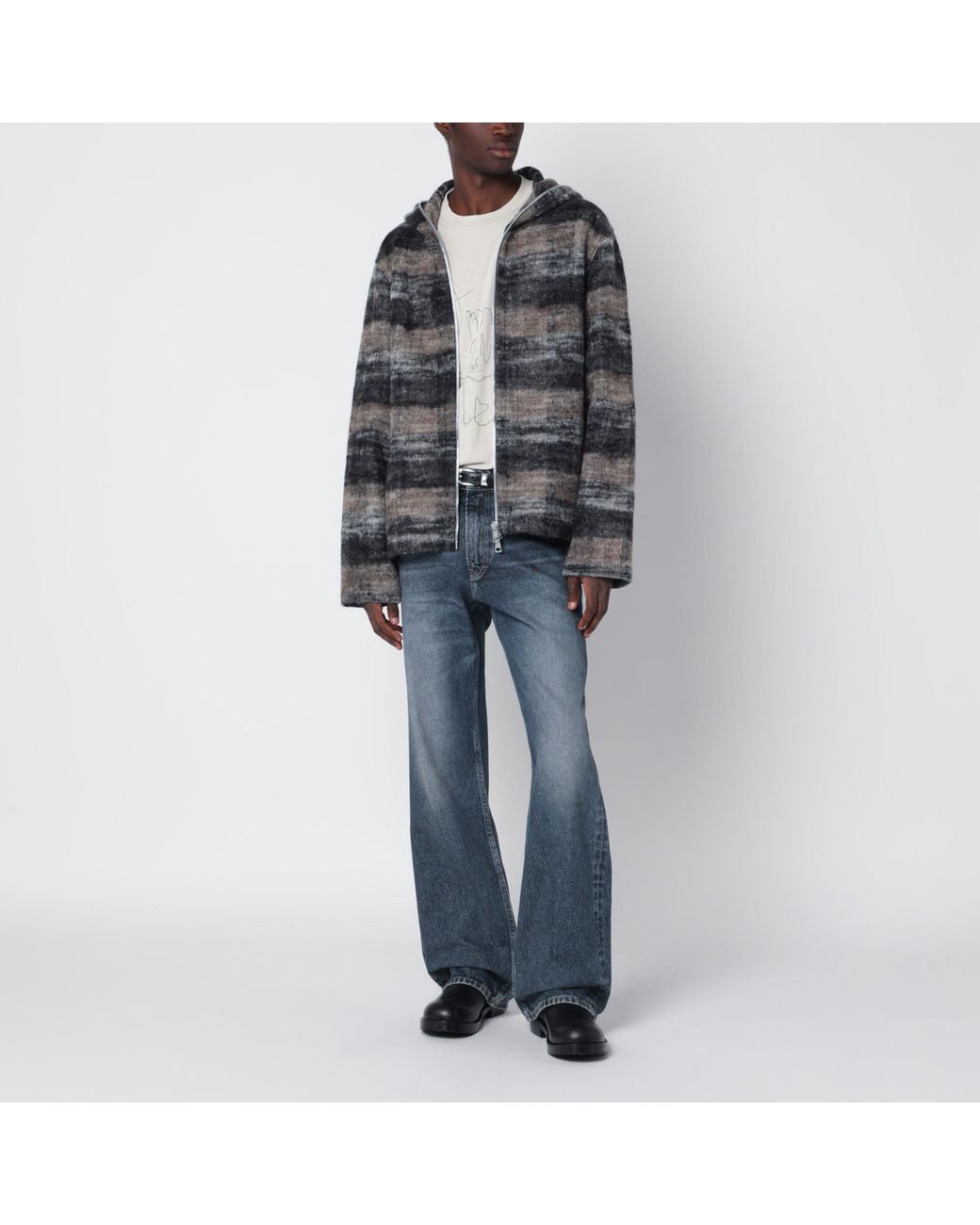 Our Legacy Black Wool Blend Checked Hoodie for men