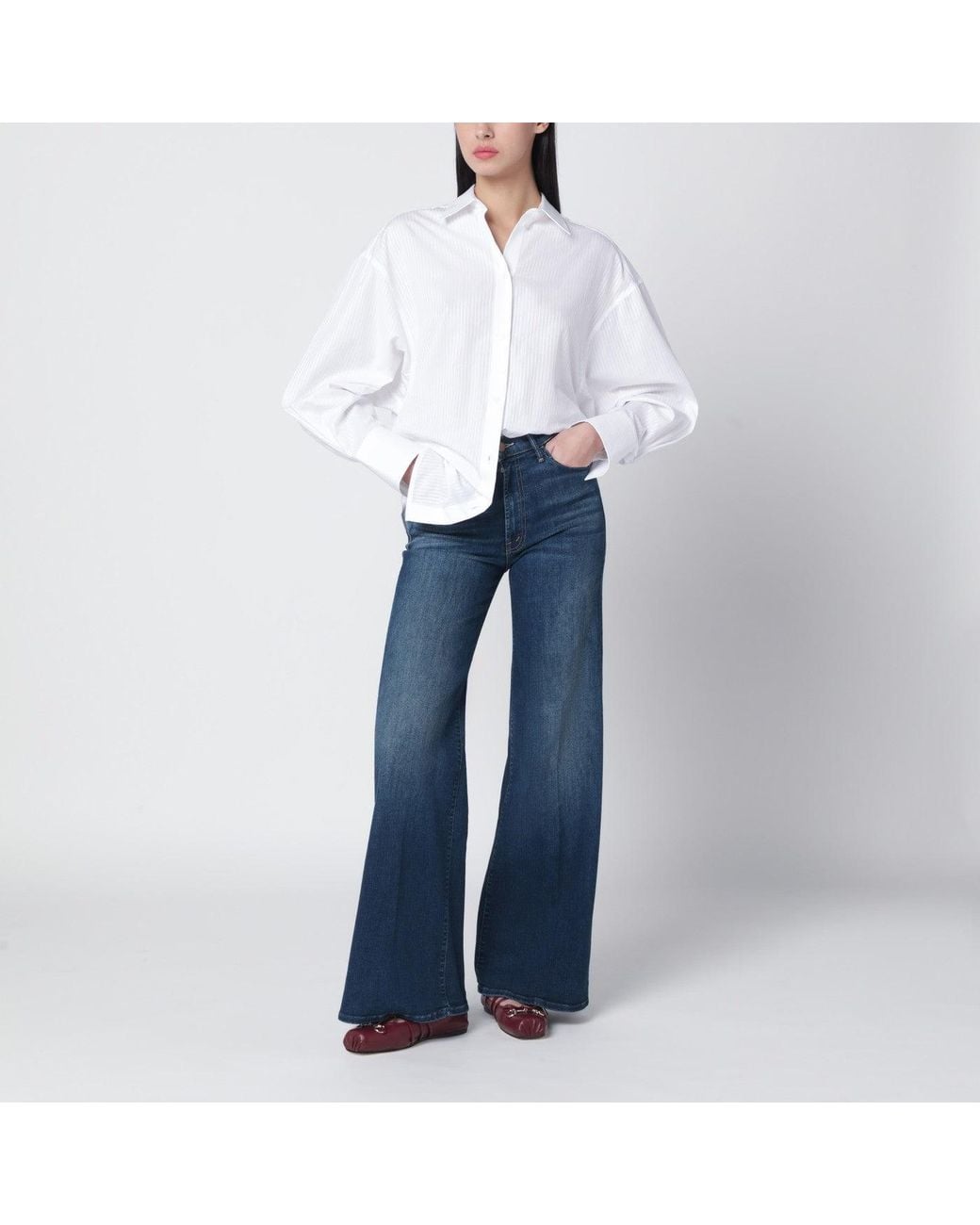 Mother Blue Flared Troublemaker Jeans