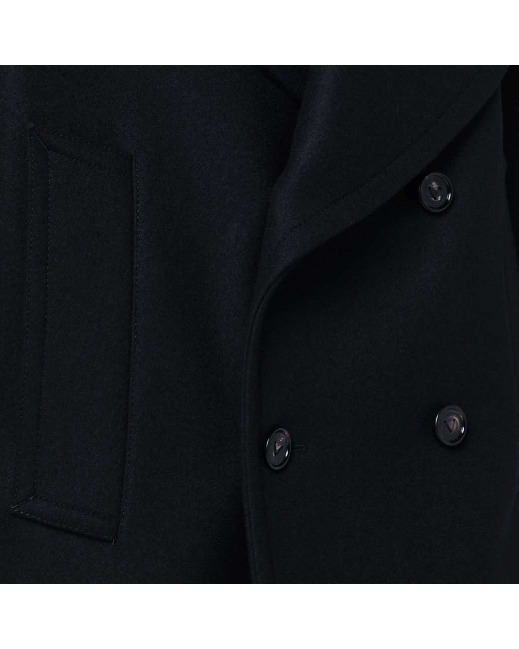 Bottega Veneta Black Wool Double-breasted Coat