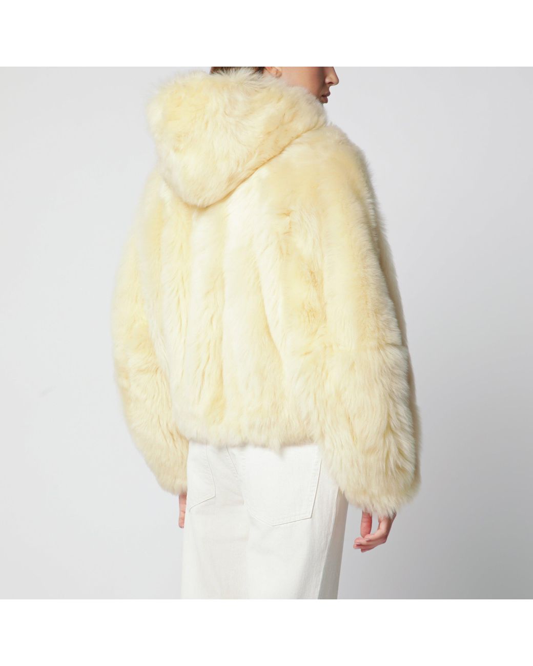 Blancha Yellow Lemon Hooded Fur Jacket