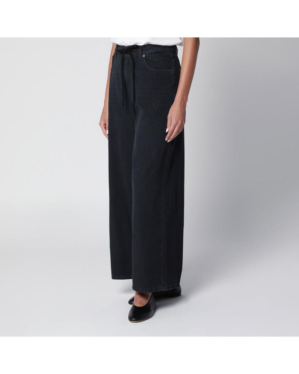 MM6 by Maison Margiela Black Wide-Leg Cropped Jeans
