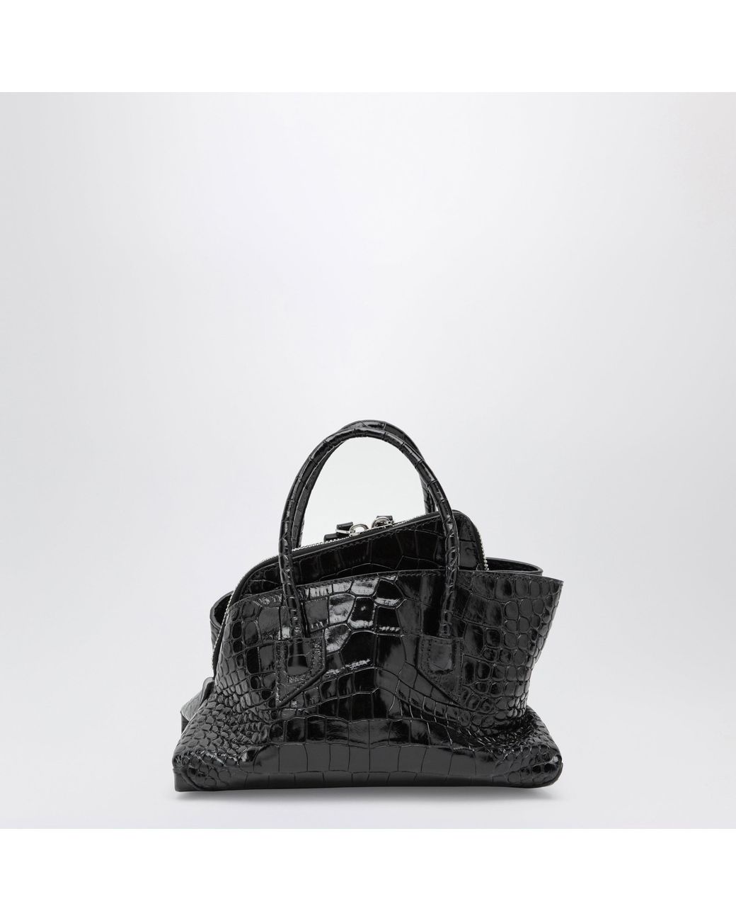 The Attico Black La Passeggiata Mini Crocodile-Print Leather Bag