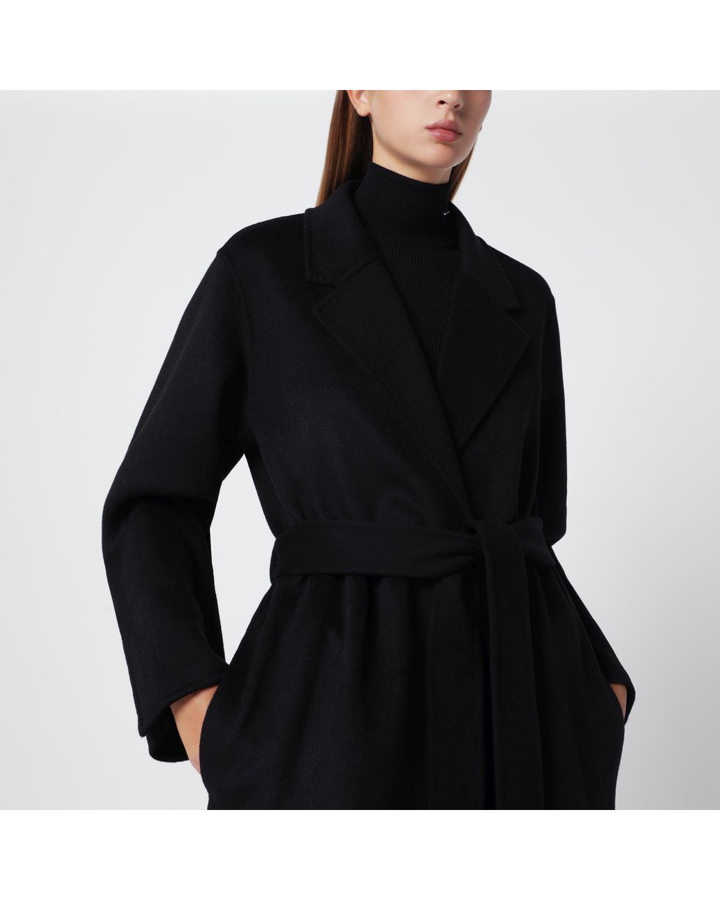 IVY & OAK Black Wool Wrap Coat