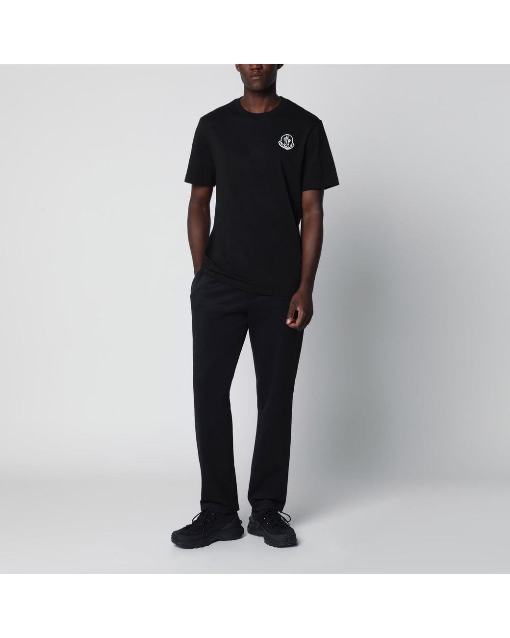 Moncler Black Jogger Trousers With Logo Patch for men