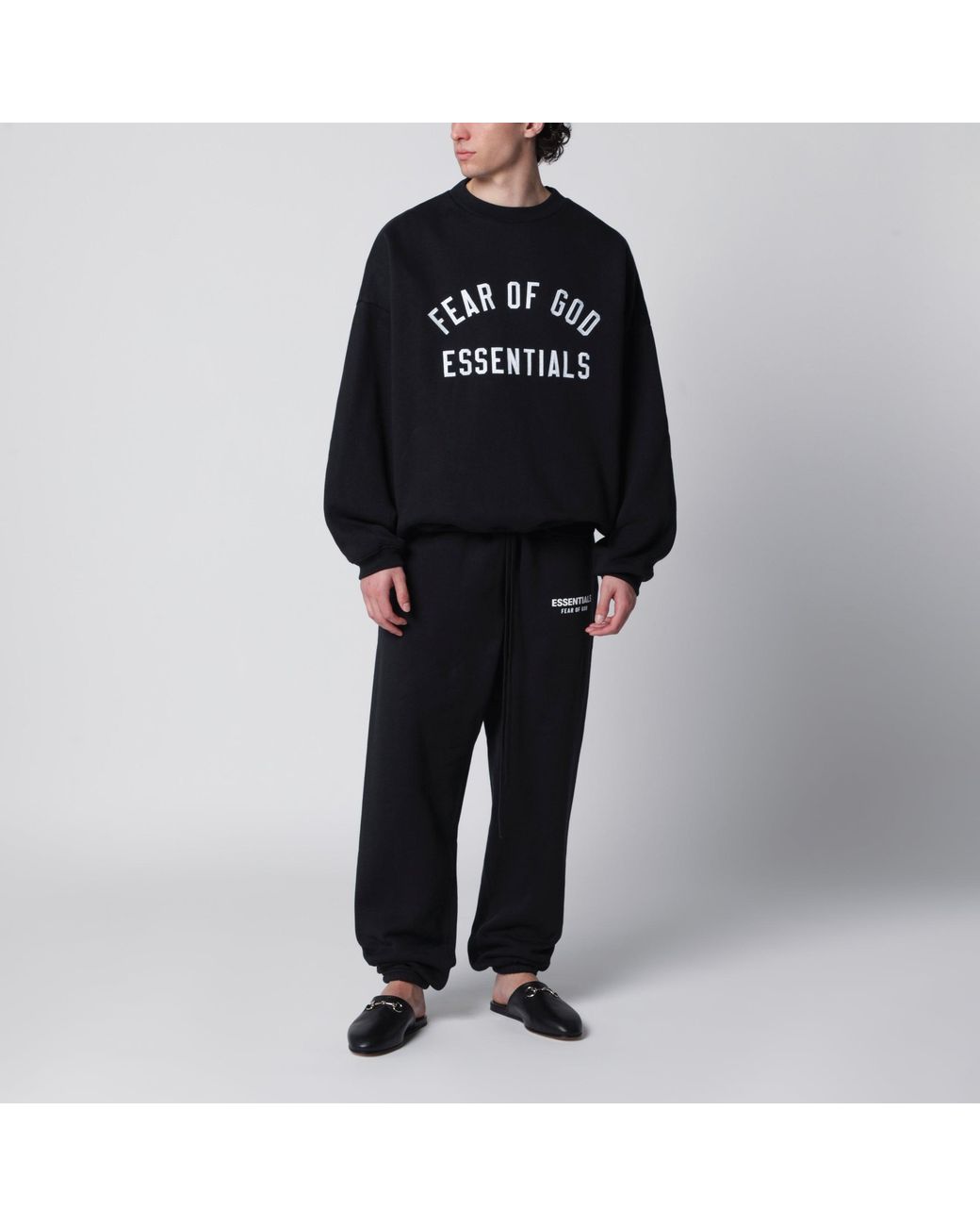 Fear Of God Black Cotton Fleece Sweatshirt With Logo Embroidery for men