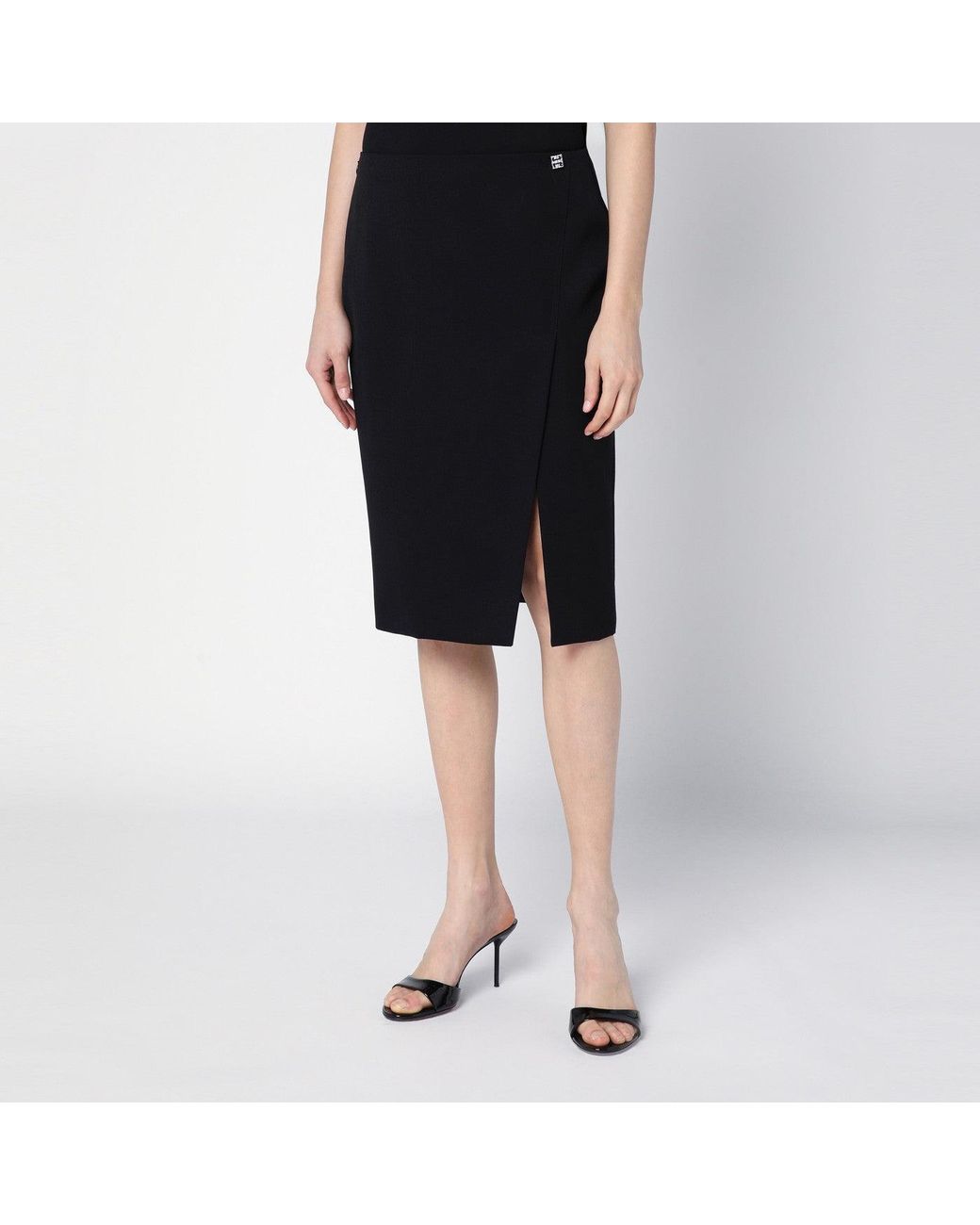 Givenchy Black Wool Midi Skirt