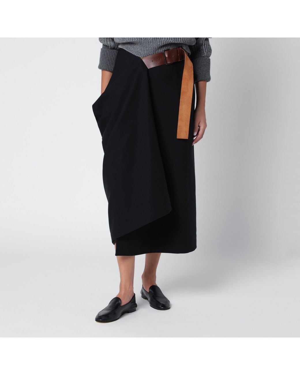 Bottega Veneta Black Midi Skirt
