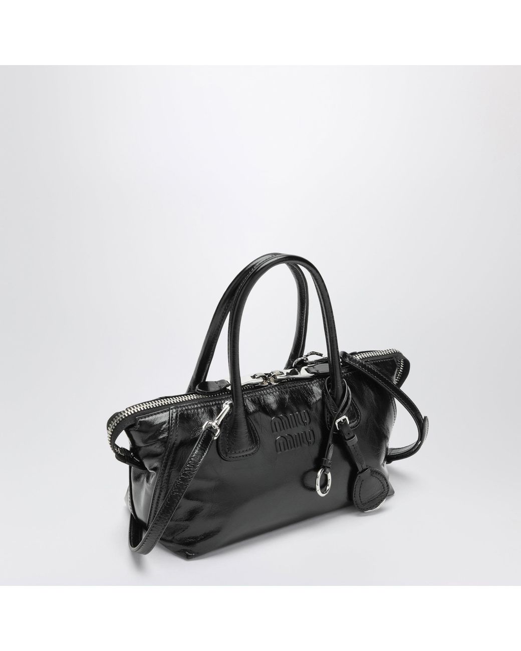 Miu Miu Black Glossy Leather Top-Handle Bag