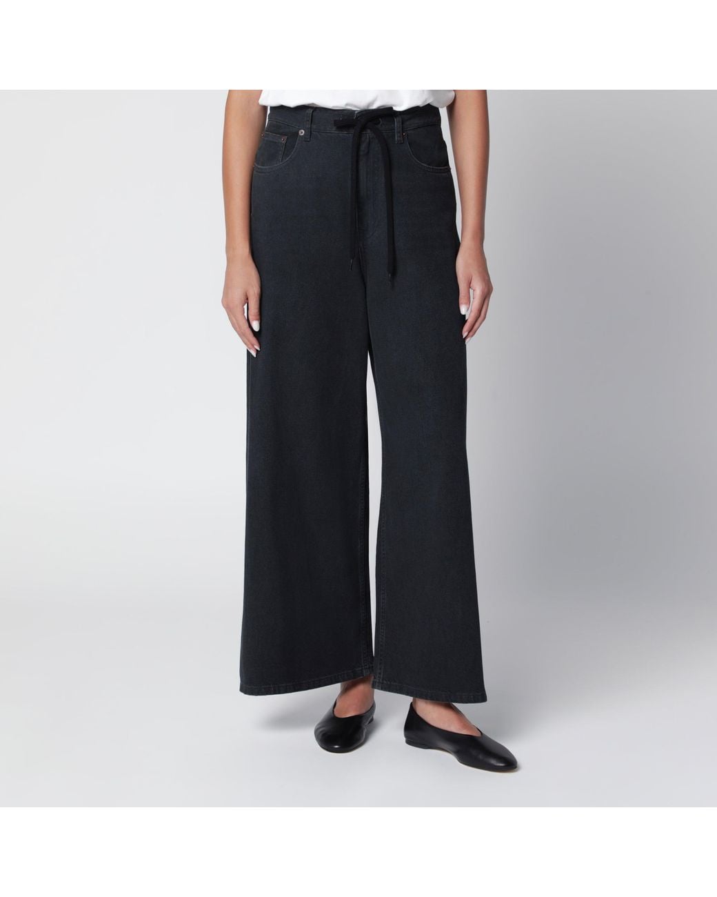 MM6 by Maison Margiela Black Wide-Leg Cropped Jeans