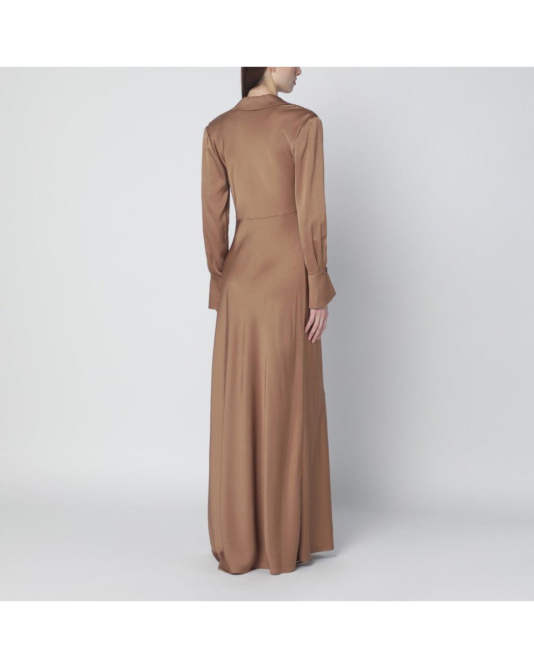 Jonathan Simkhai Brown Adelle Satin Dress With Draping