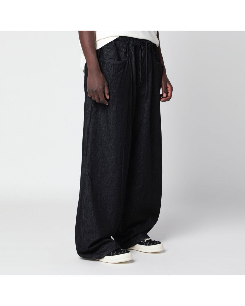 Y-3 Black Wide-Leg Denim Trousers for men