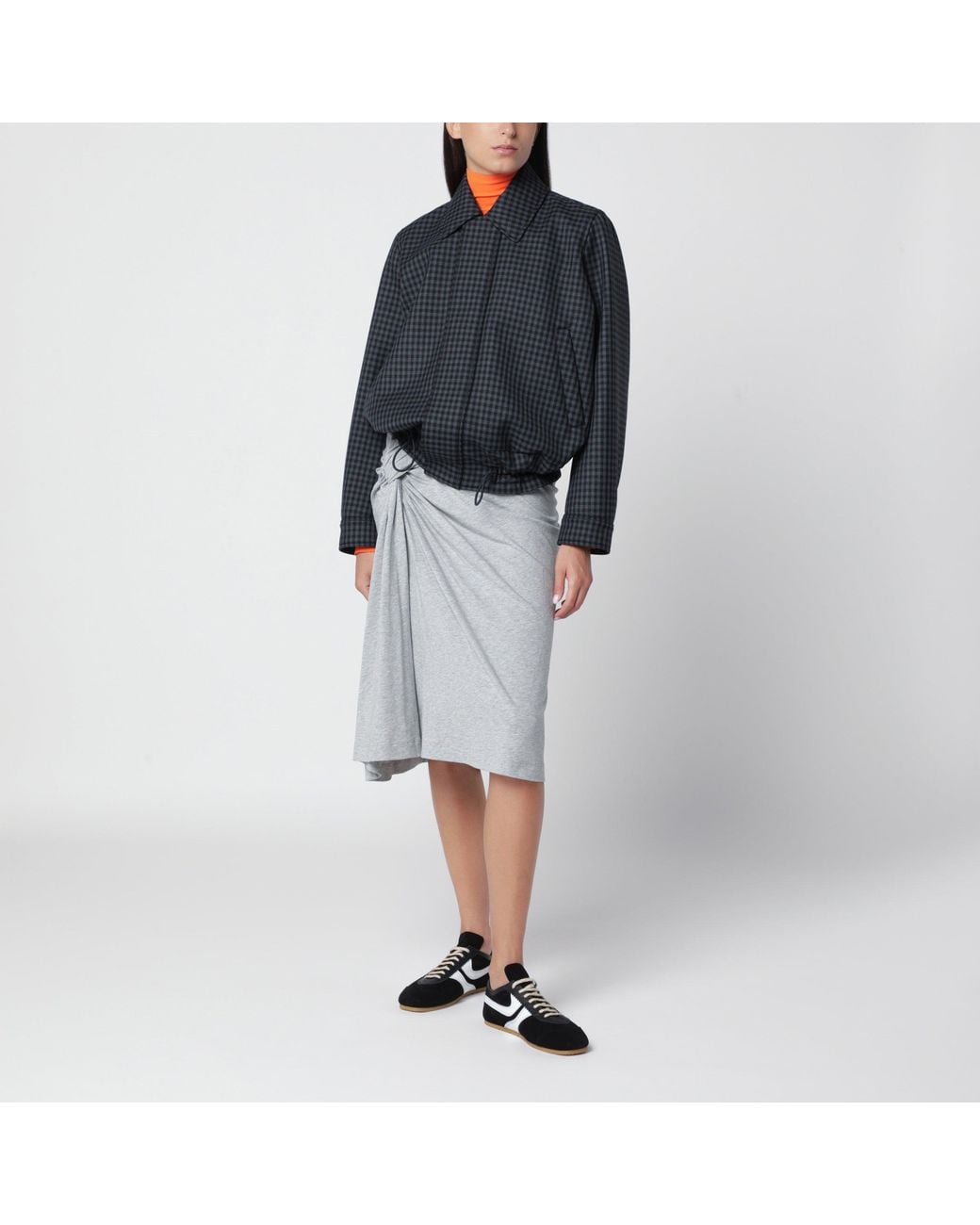 Dries Van Noten Gray Mélange Skirt With Draped Detail