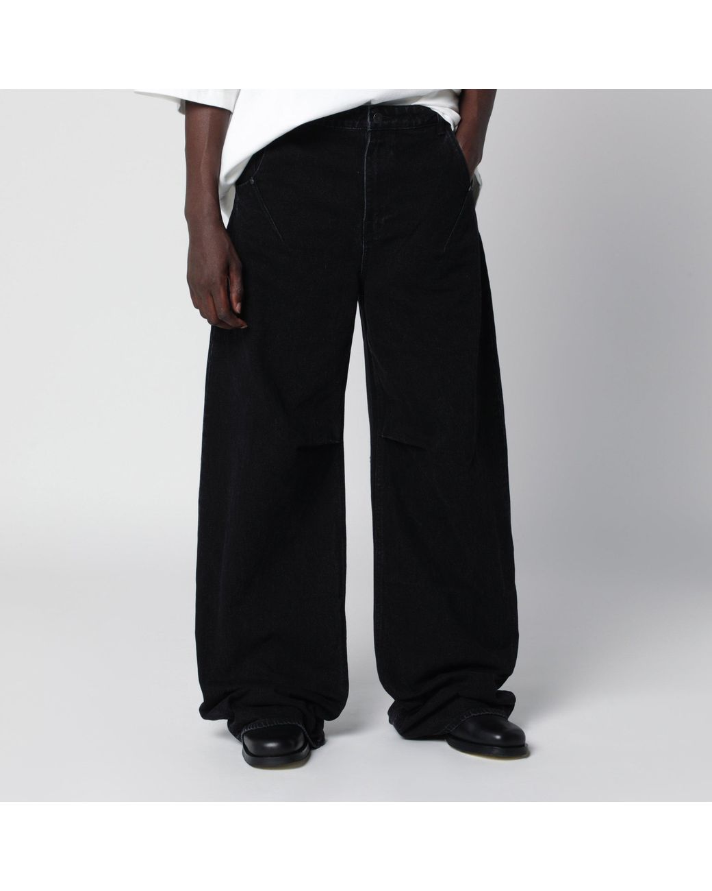 Entire studios Black Wide Charcoal Jeans for men