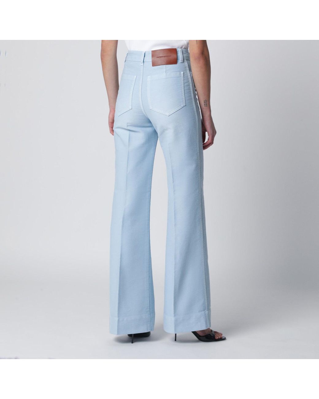 Victoria Beckham Blue Sky Cotton Alina Trousers