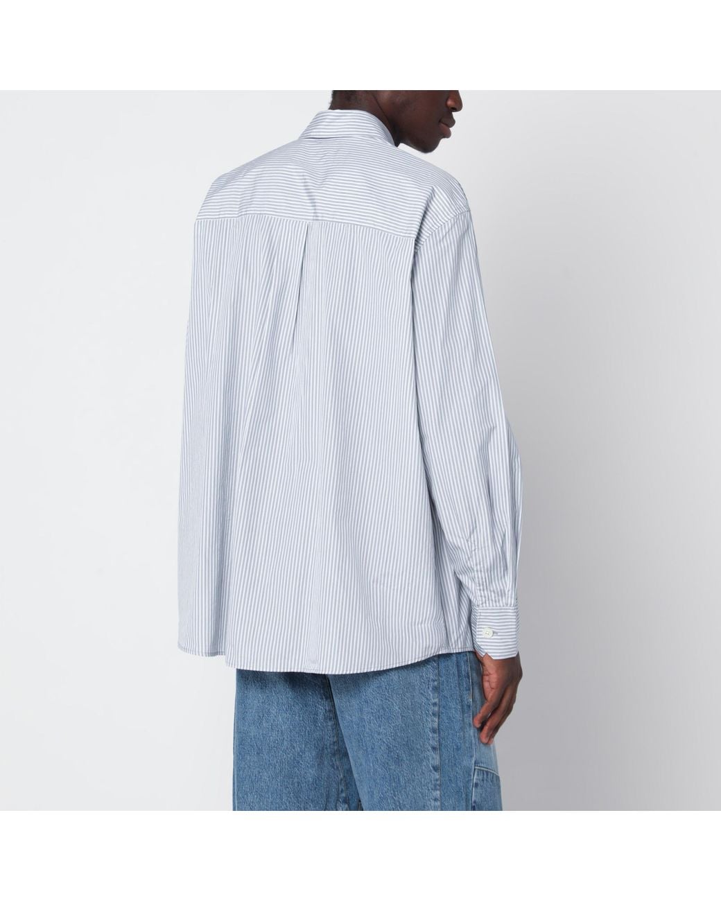 Our Legacy Blue Above Striped Cotton Poplin Shirt for men