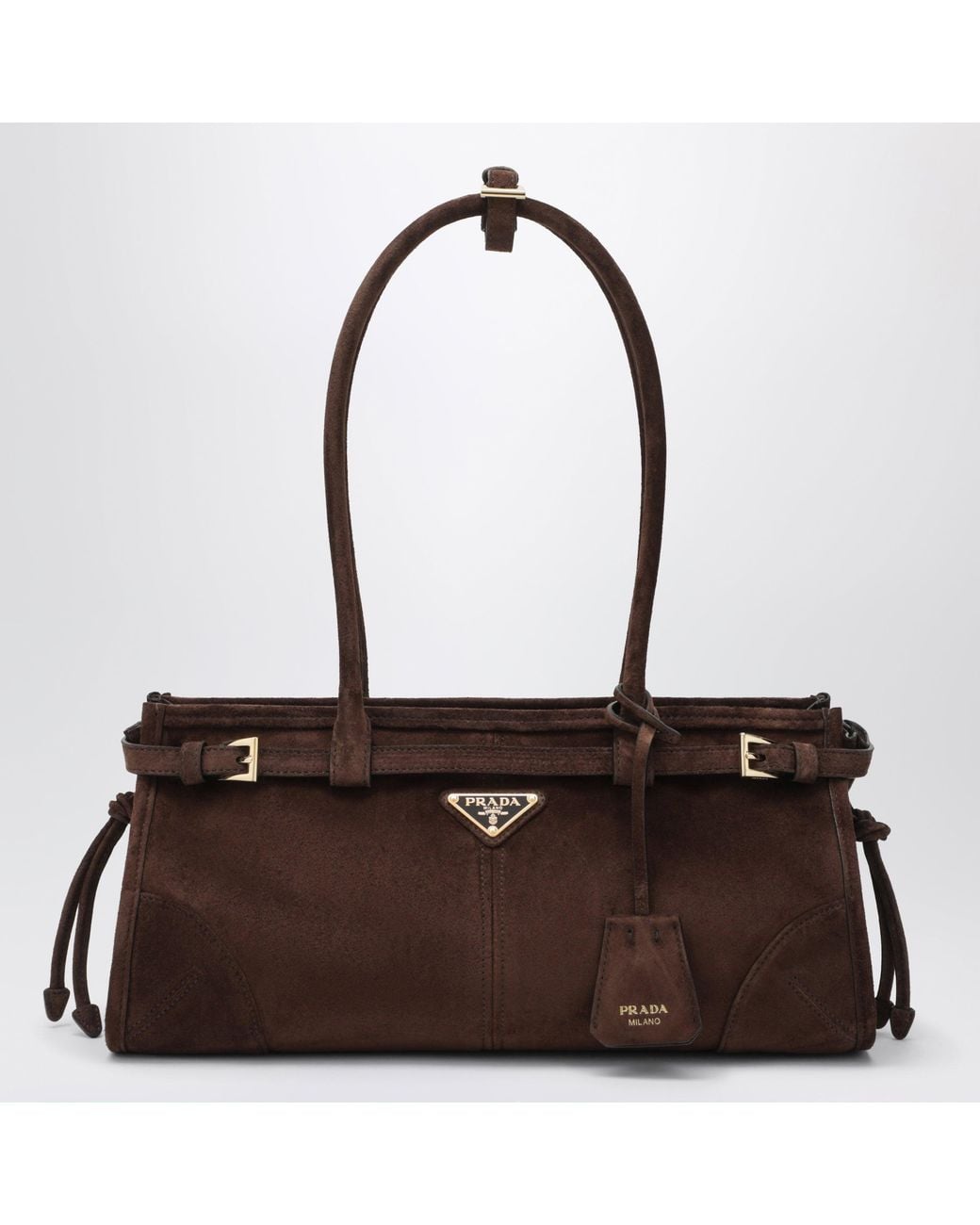 Prada Brown Bonnie Medium Suede Leather Handbag