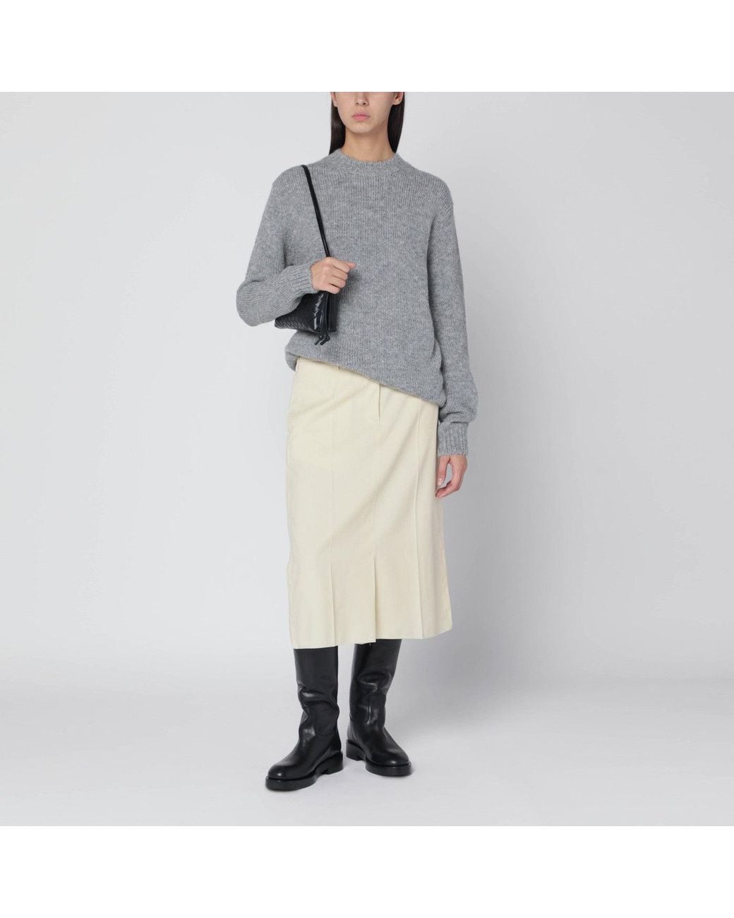 Jil Sander Natural Vanilla-Coloured Wool Skirt