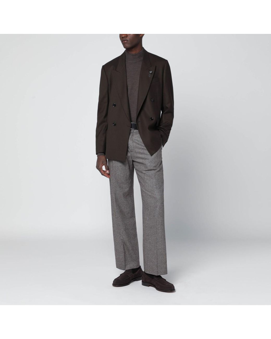 Lardini Black Double-Breasted Wool Jacket for men