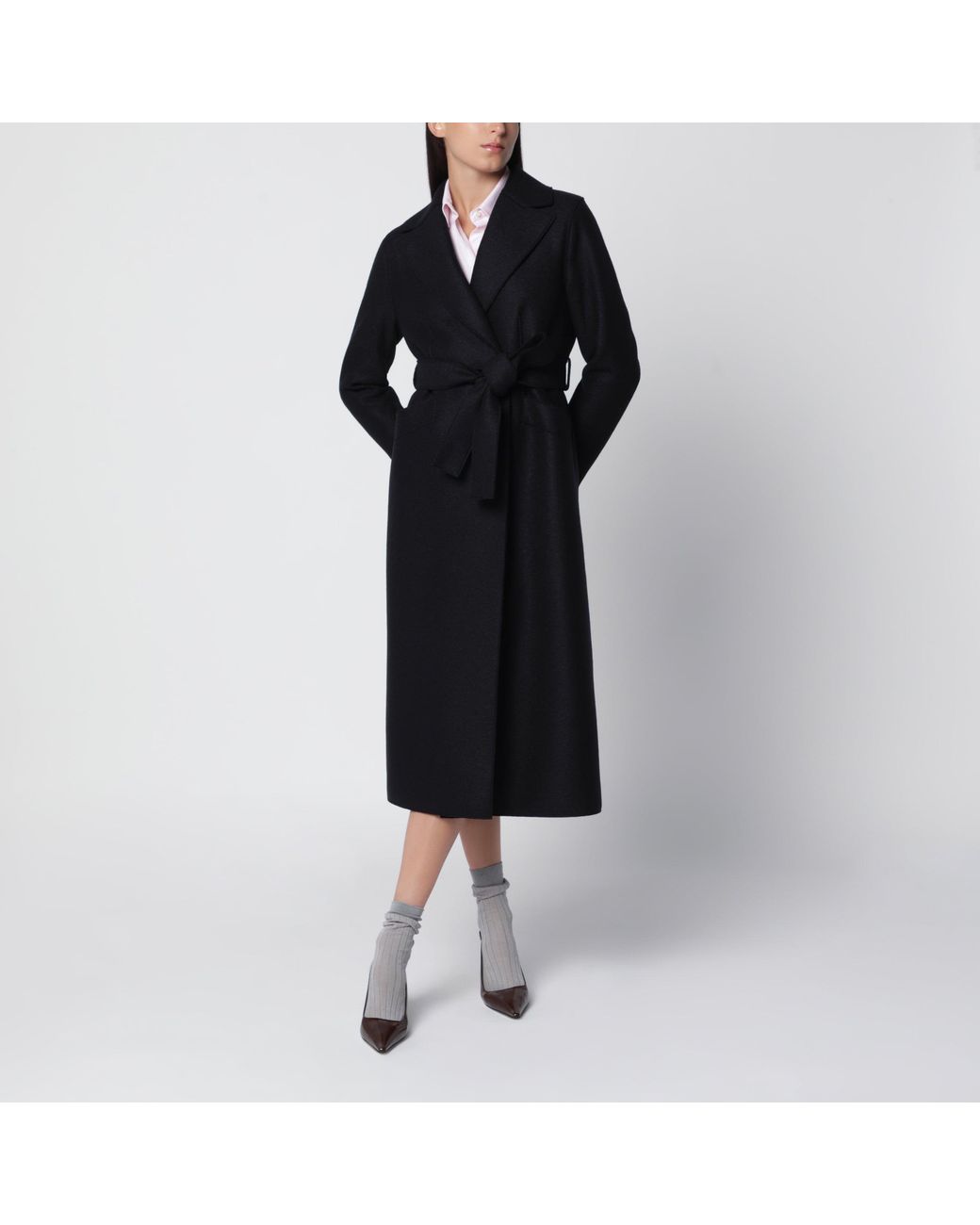 Harris Wharf London Black Wool Wrap Mini Coat