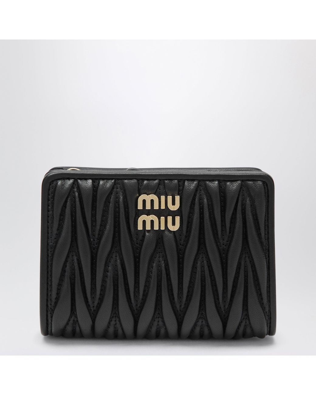 Miu Miu Black Small Matelassé Nappa Wallet