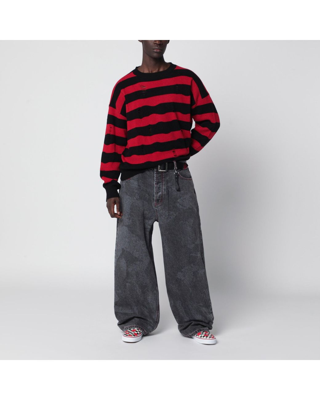 Pull Rayé Noir/Rouge Avec Détails Distressed DAGGER pour homme en coloris Red