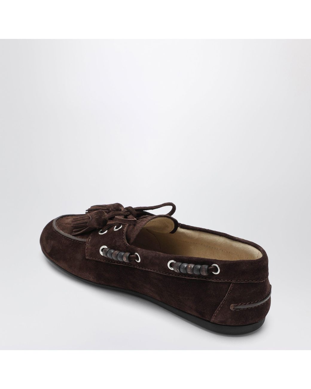 Miu Miu Black Deck Shoes In Suede With Dark Tassels