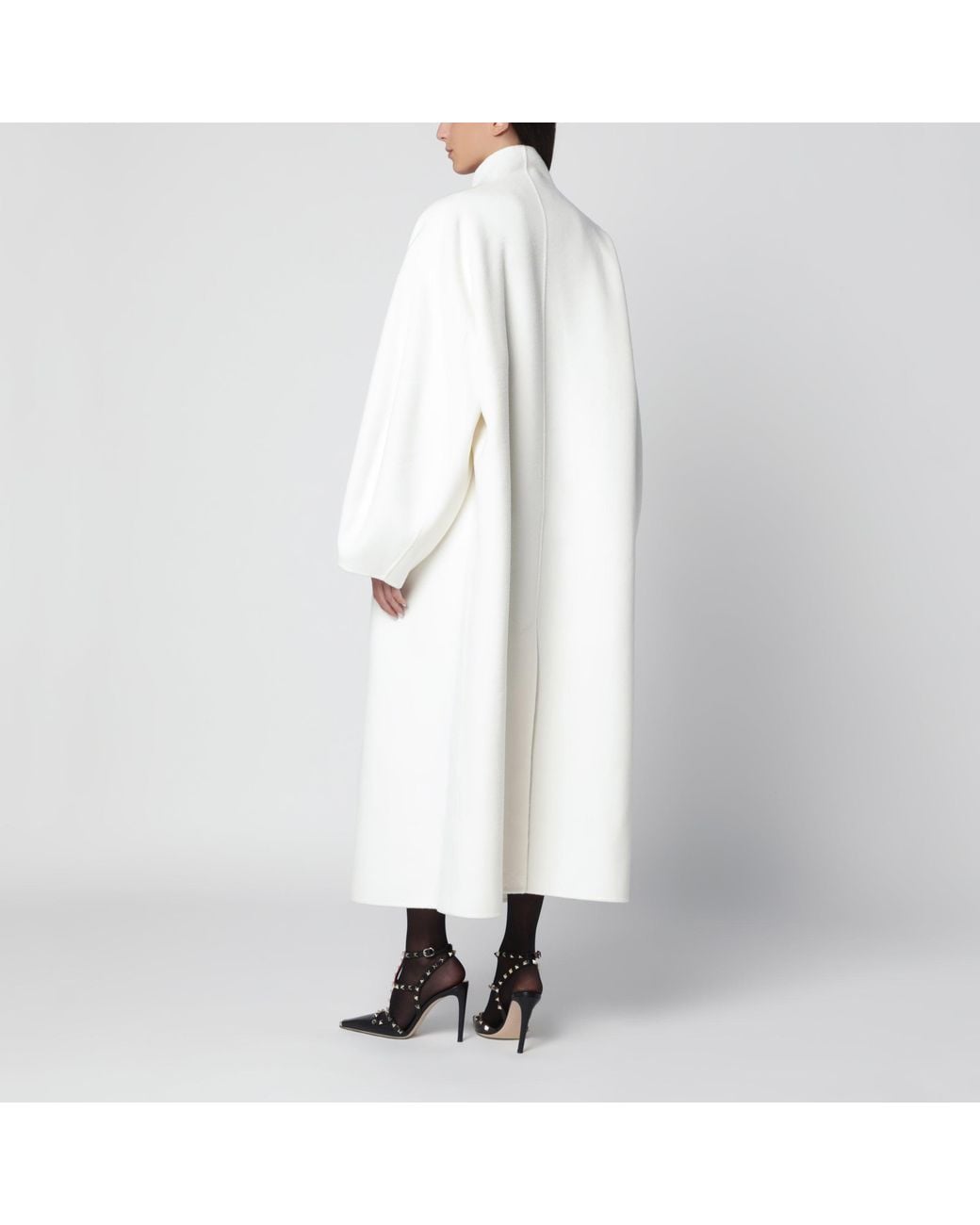 Frankie Shop White Leroy Wool Blend High-Neck Coat